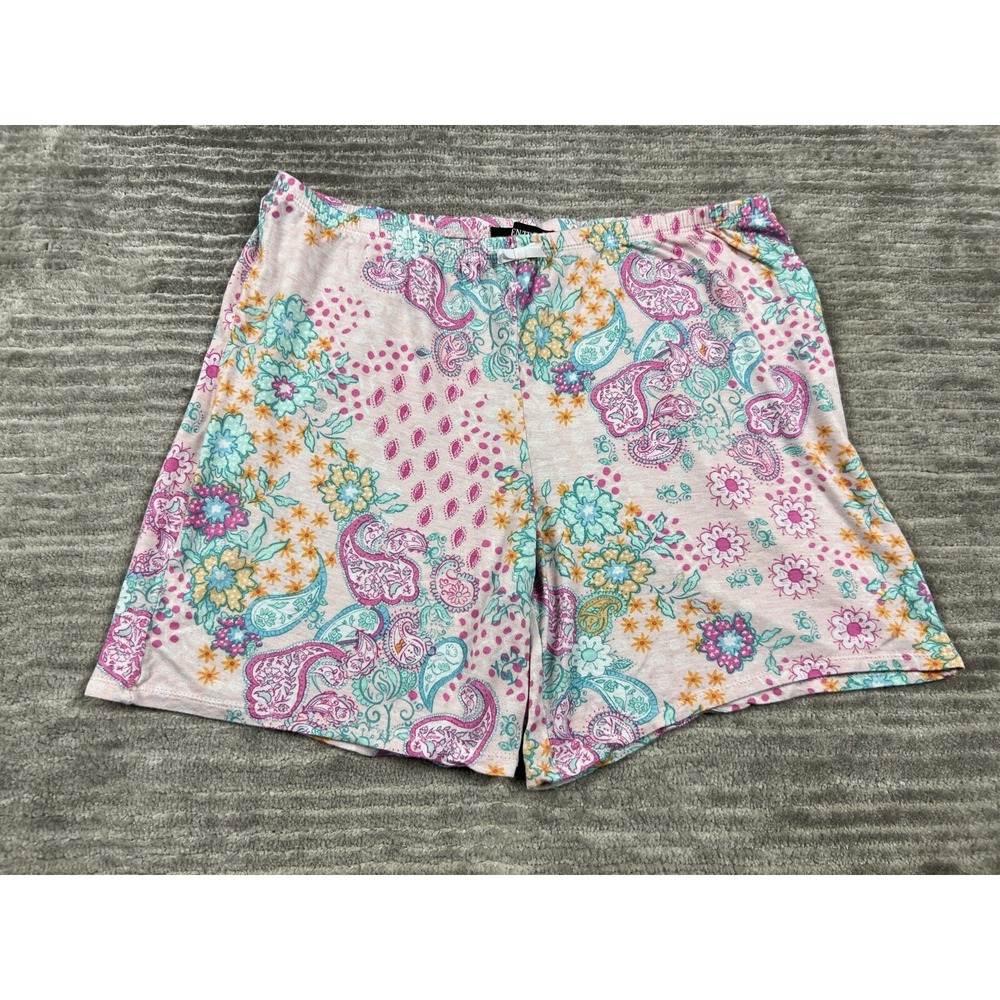 Ellen Tracy Pajama Shorts Womens Small Pink Paisley Floral Rayon Stretch Sleep